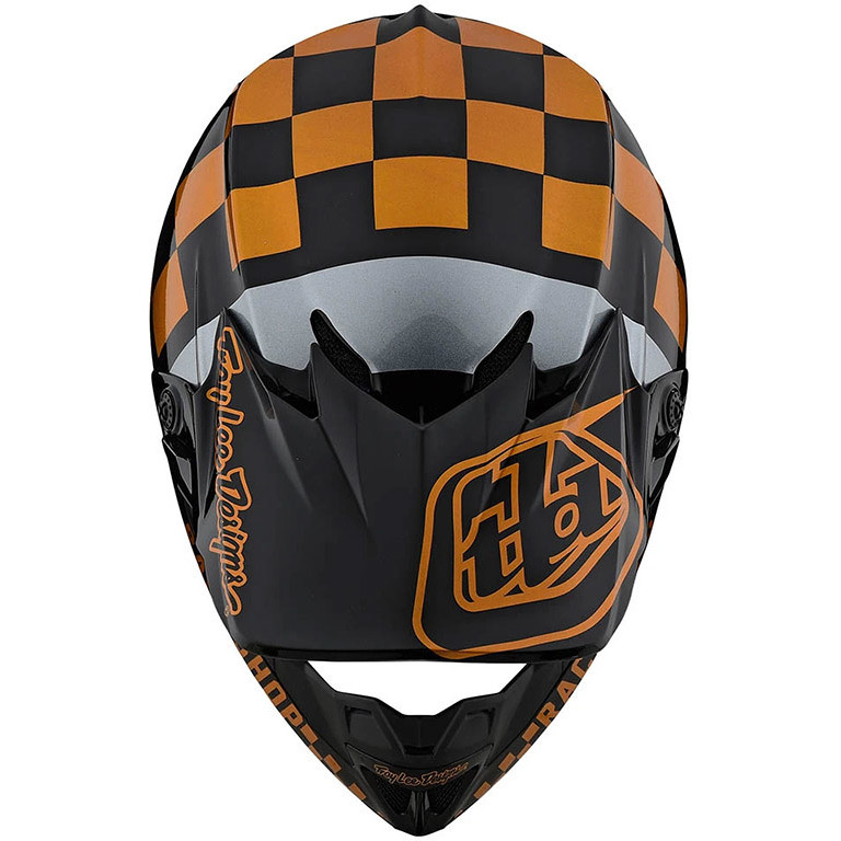 Troy Lee Designs SE4 Polyacrylite CHECKER Cross Enduro Casque de moto Noir Or