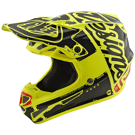 Troy Lee Designs SE4 Polyacrylite FACTORY Yellow Cross Enduro Casque de moto