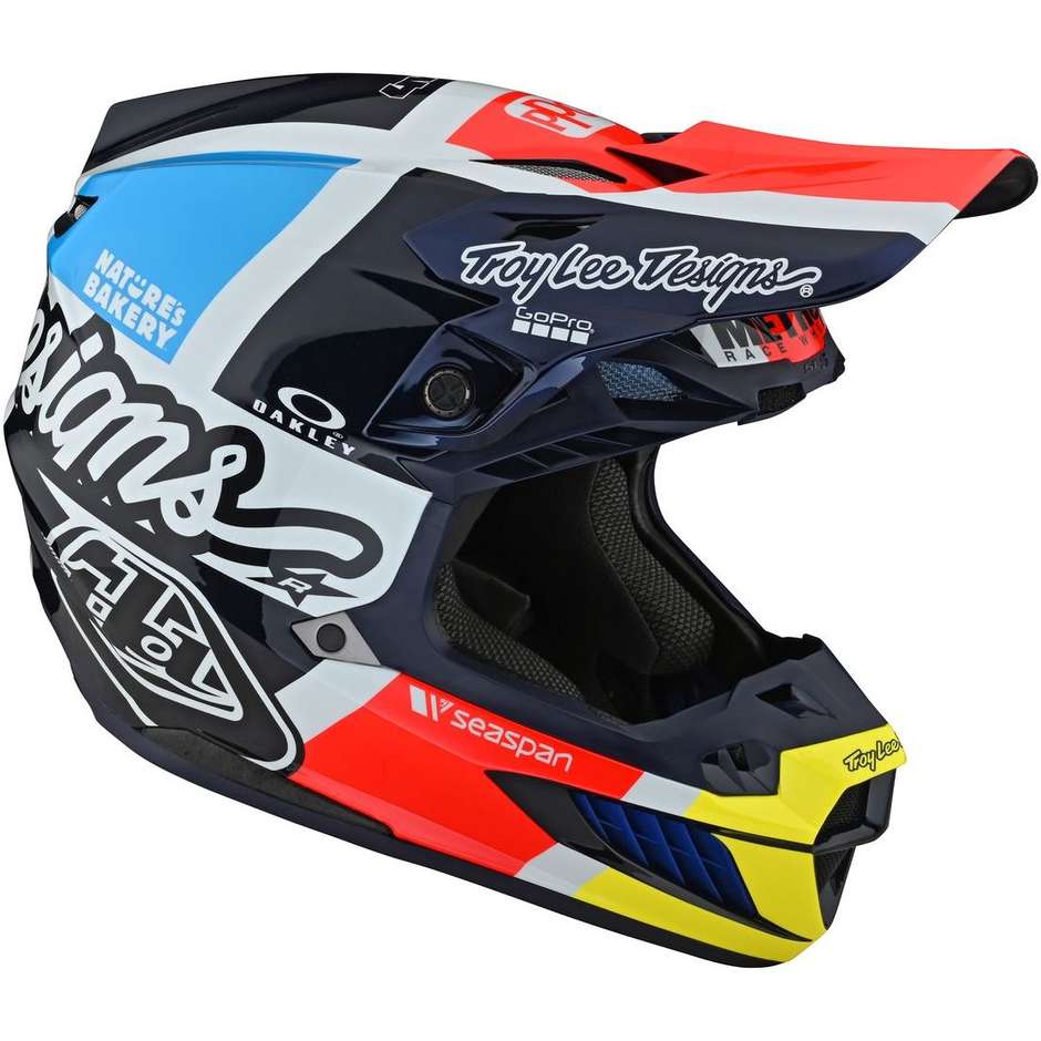 Troy Lee Designs SE5 Cross Enduro Motorcycle Helmet in FOUR TEAM Navy Carbon
