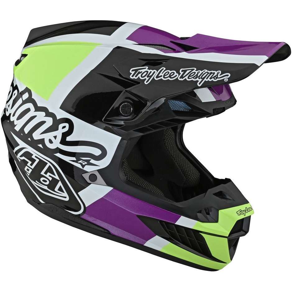 Troy Lee Designs SE5 Cross Enduro Motorcycle Helmet in FOUR White GLO Green Fiber