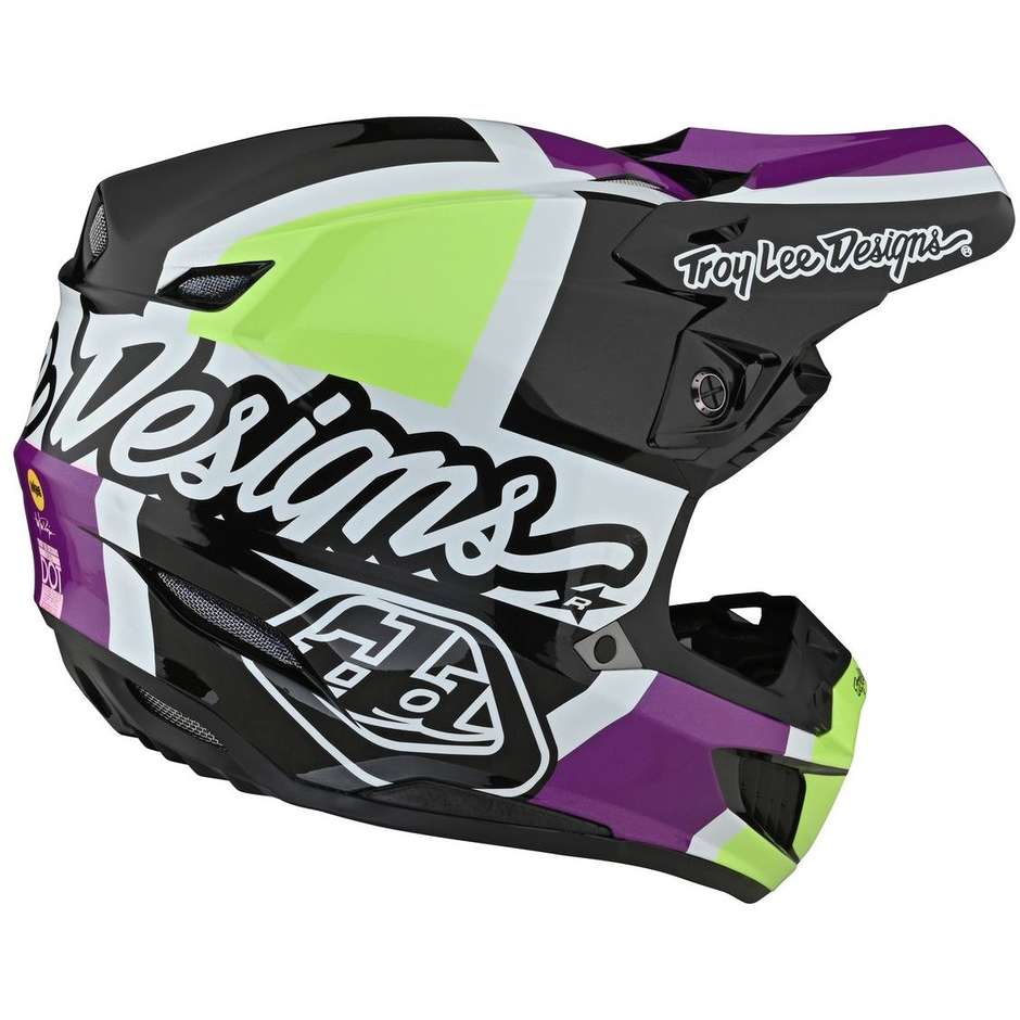 Troy Lee Designs SE5 Cross Enduro Motorcycle Helmet in FOUR White GLO Green Fiber