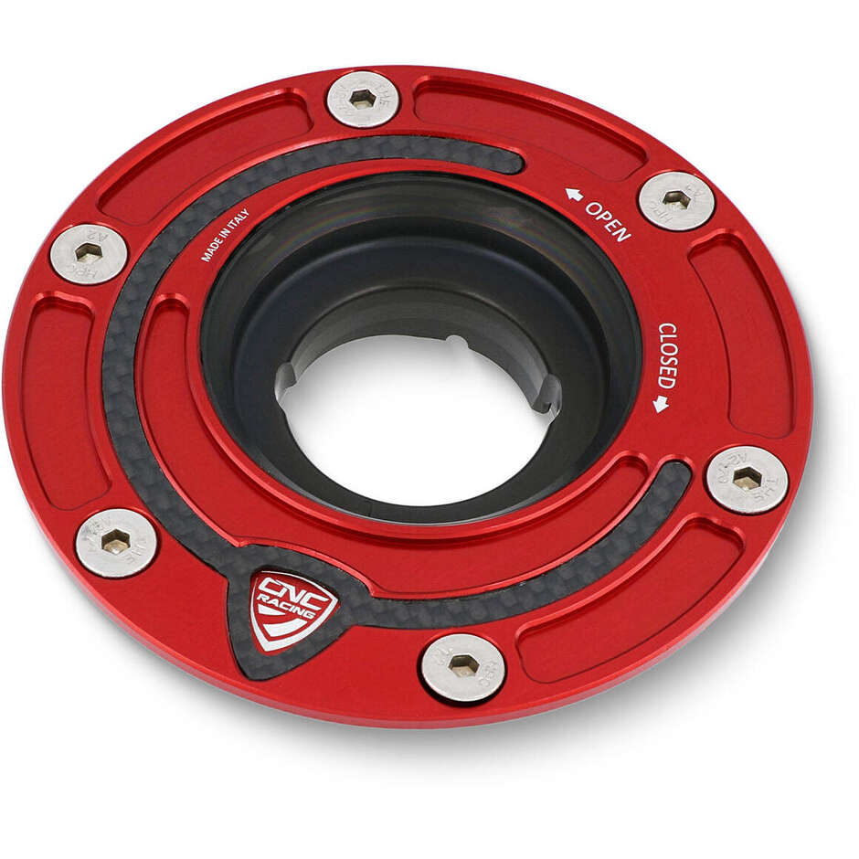 TSB02 Fuel Tank Cap - Carbon CNC Racing Flange Red