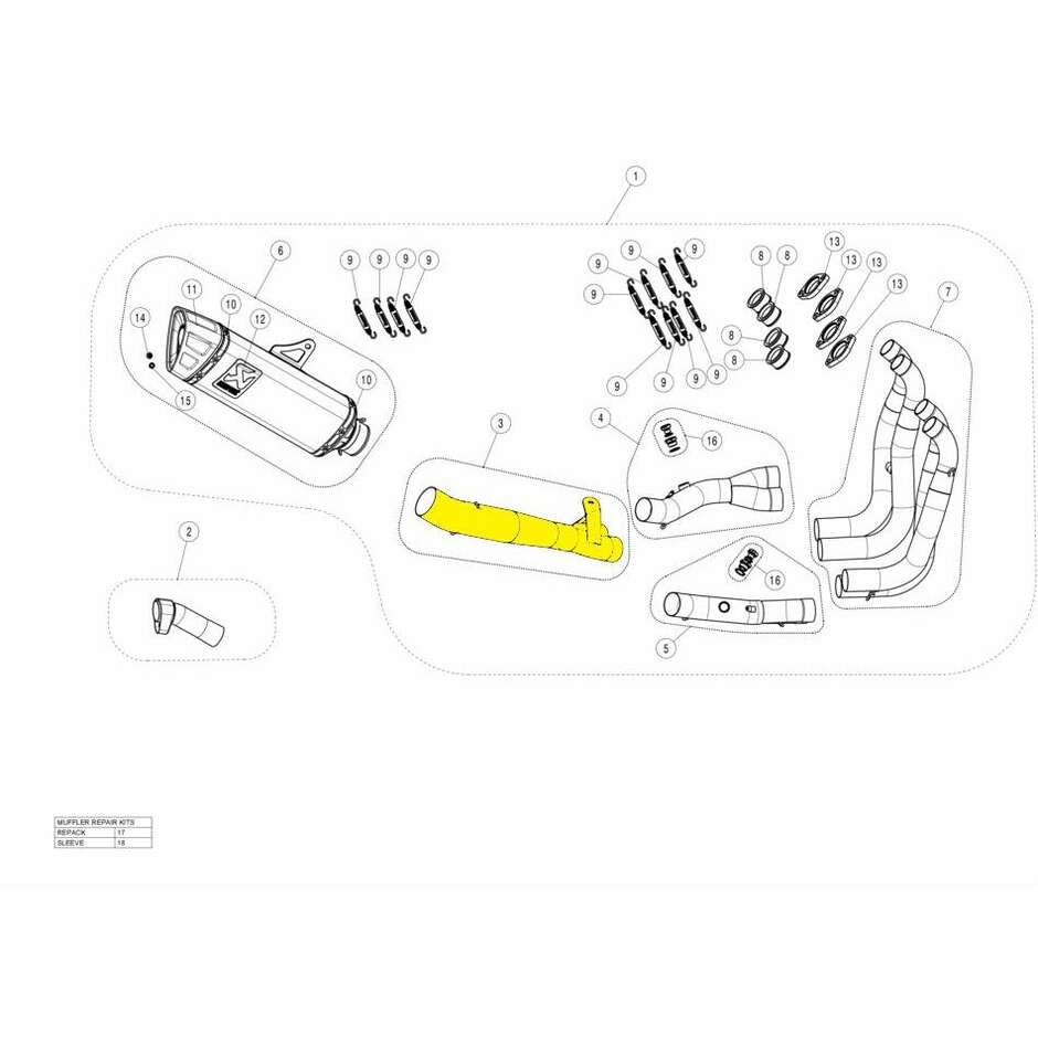 Tubo centrale di collgamento a Y Akrapovic L-S13R5 Per SUZUKI GSX 1300 R Hayabusa (21-24)