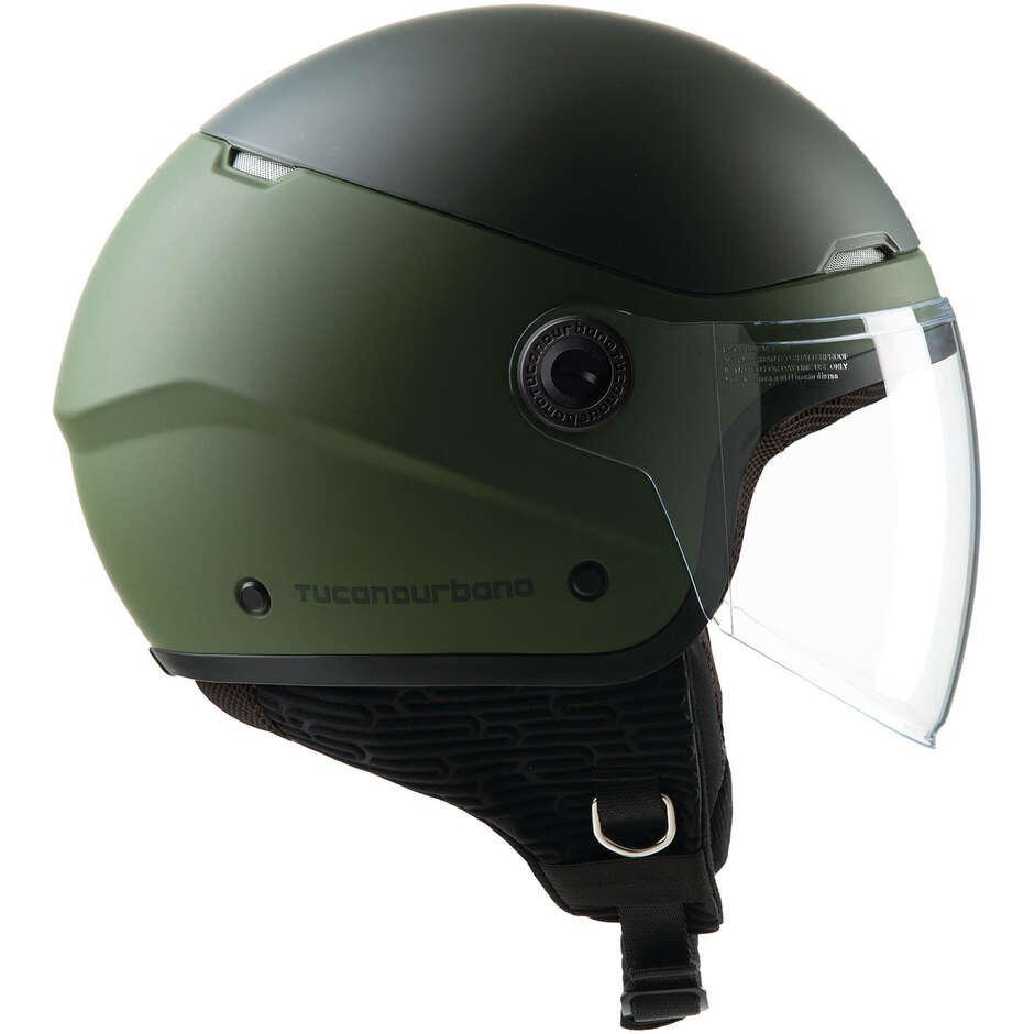 Tucano Urbano C1001 EL'POP Grüner Airborne Matt Motorrad-Jethelm