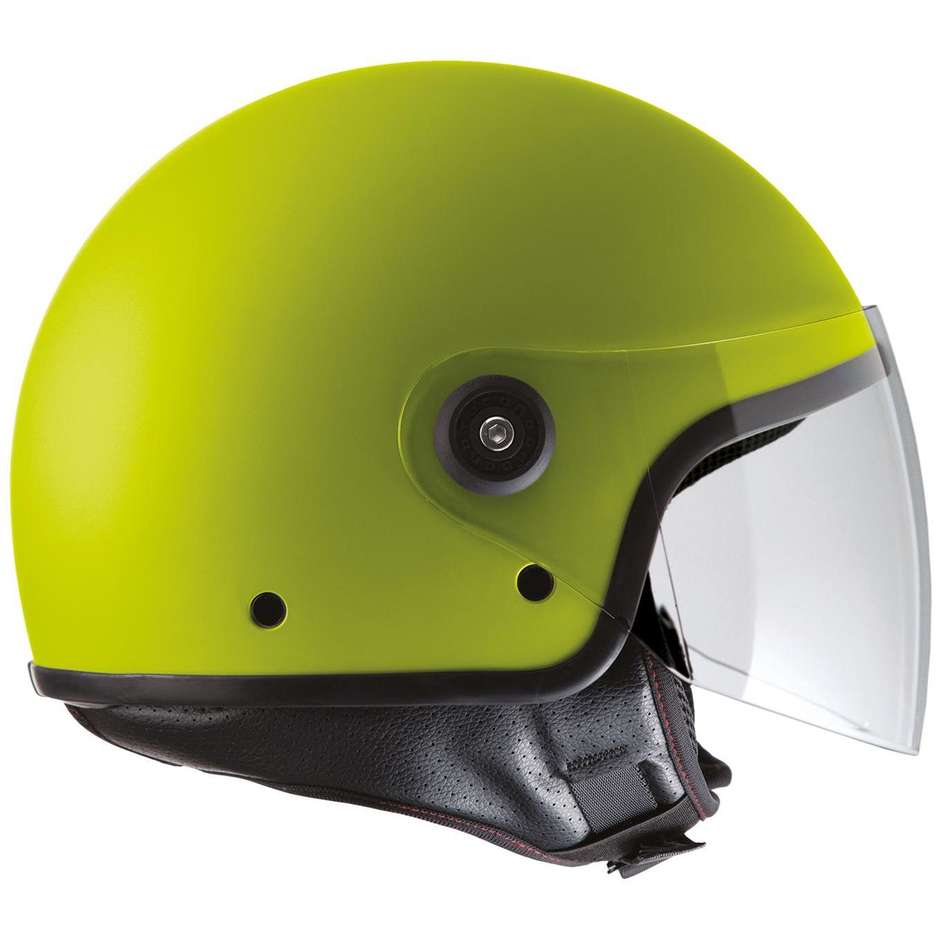 Tucano Urbano Demi-Jet Motorcycle Helmet EL'JETTIN Yellow Hi Vis Opaque