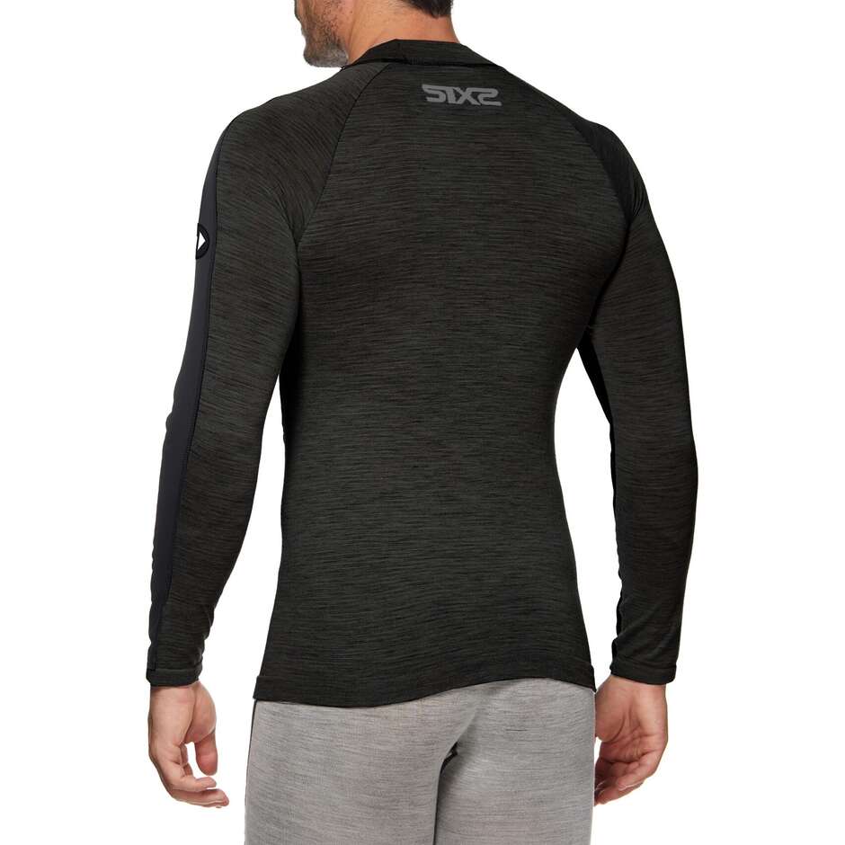 Turtleneck Long Sleeves Windshell Sixs TS4 Carbon Merinos Wool Black