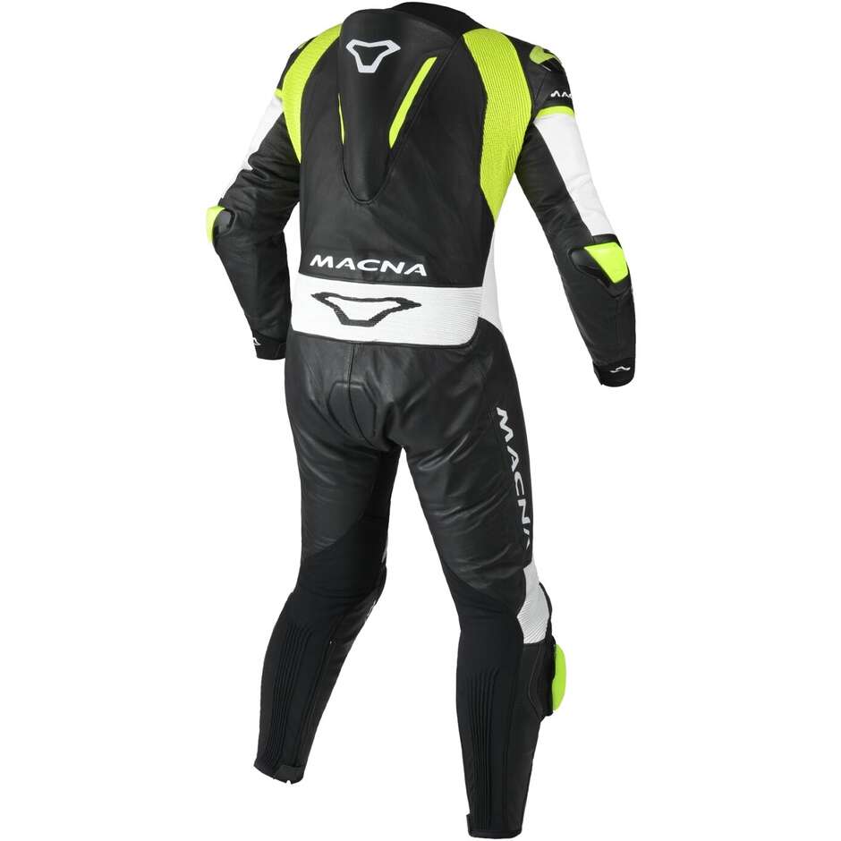 Tuta Moto 1pz Macna MIZURO Bianco Giallo Fluo