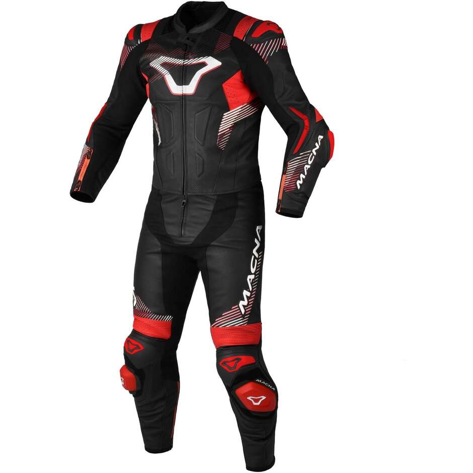 Tuta Moto 2pz Macna Armadyl Nero Rosso Bianco