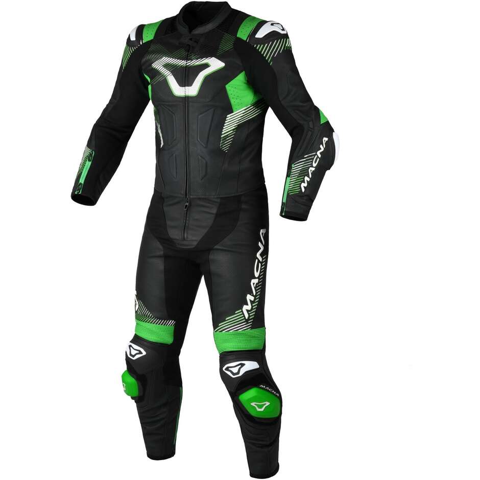 Tuta Moto 2pz Macna Armadyl Nero Verde Bianco