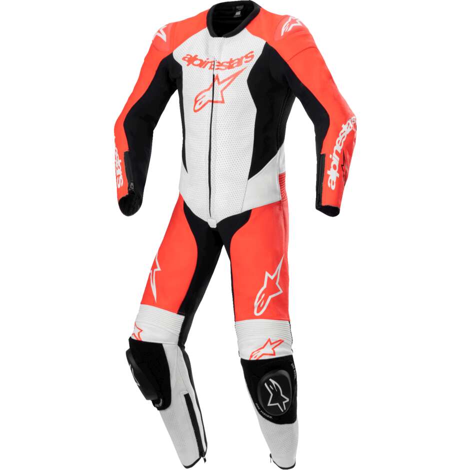 Tuta Moto Bambino Intera Alpinestars YOUTH GP PLUS V2 1PC Rosso Fluo Bianco Nero