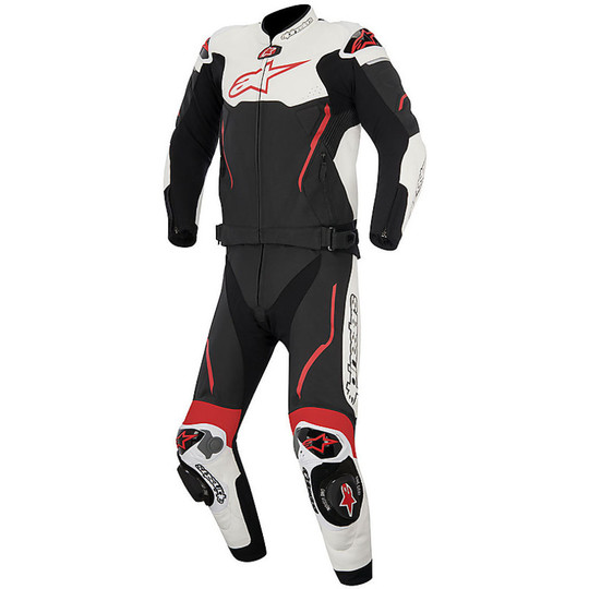  Tuta Moto Divisibile Alpinestars ATEM 2PC Leather Suit 2015 Nero Bianco Rosso