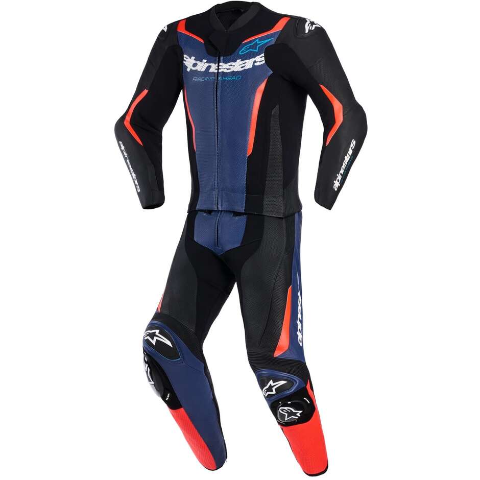 Tuta Moto Divisibile Alpinestars GP FORCE V2 2 PC Nero Blu Rosso Fluo