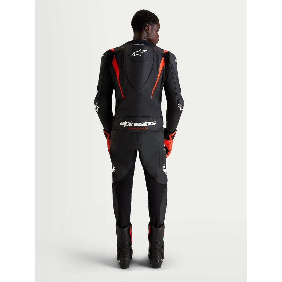 Tuta Moto Divisibile Alpinestars MISSILE V3 LEATHER SUIT 2 PC Nero Rosso Fluo