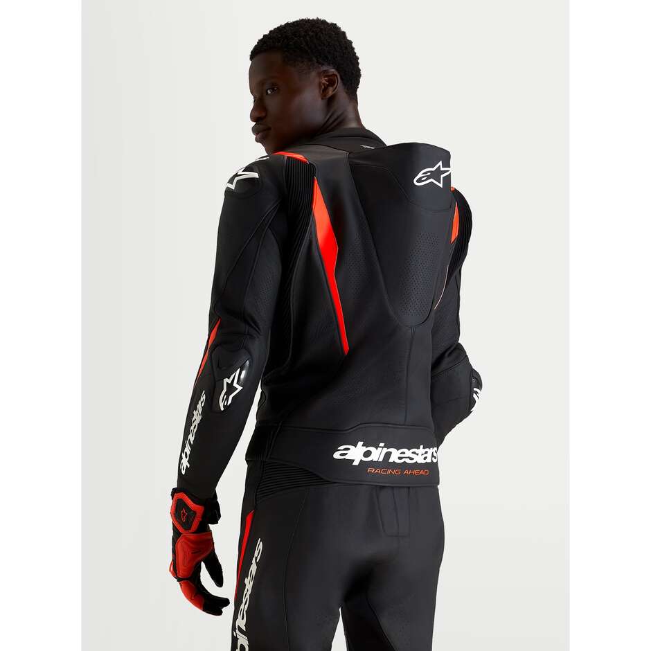 Tuta Moto Divisibile Alpinestars MISSILE V3 LEATHER SUIT 2 PC Nero Rosso Fluo