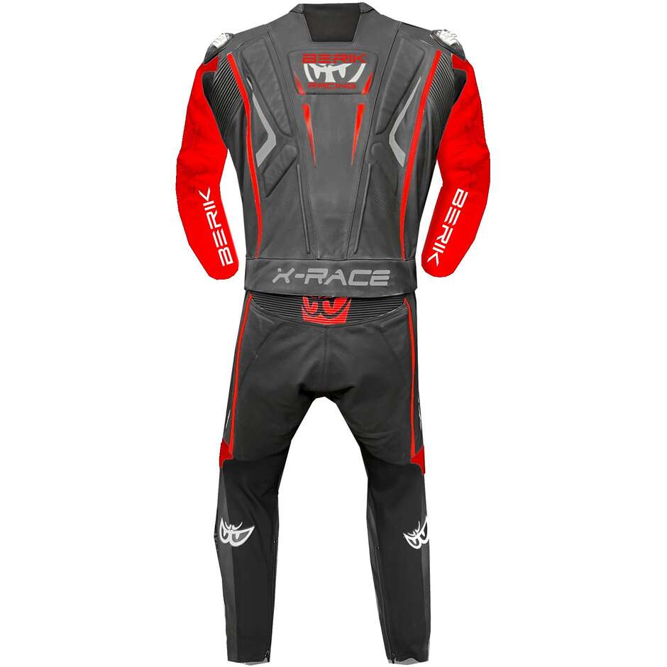 Tuta Moto Divisibile Berik 2.0 X-Race 2PCS 221309 FR Nero Rosso Fluo