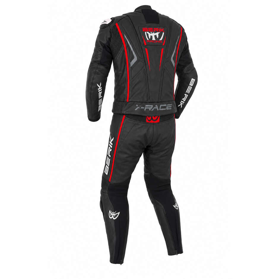 Tuta Moto Divisibile Berik 2.0 X-Race 2PCS Nero Rosso Fluo