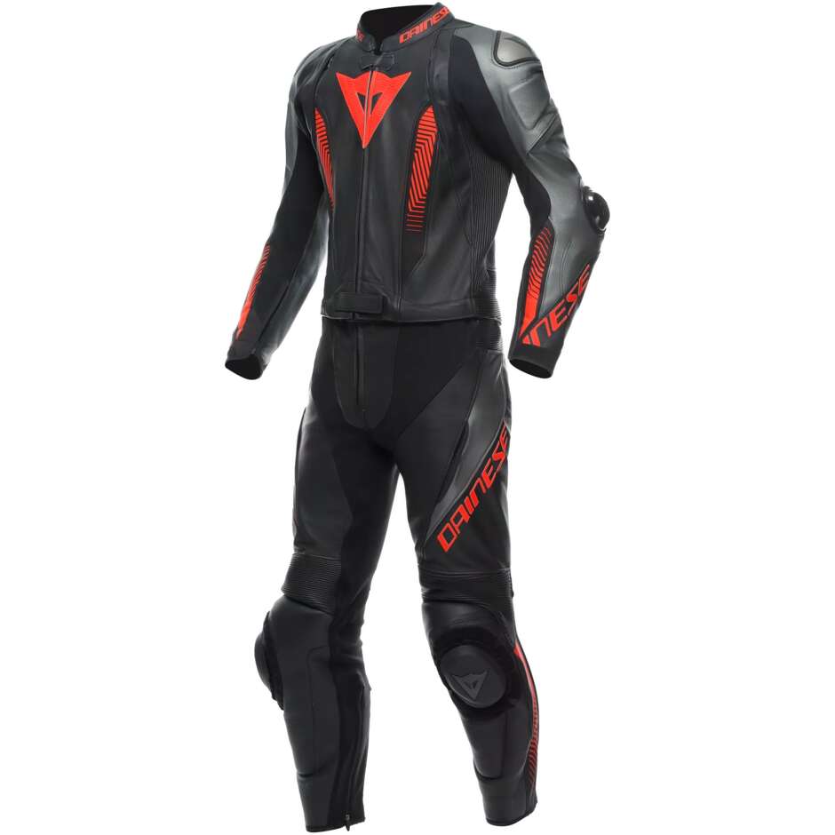 Tuta Moto Divisibile Dainese LAGUNA SECA 5 2PCS # Nero Antracite Rosso Fluo