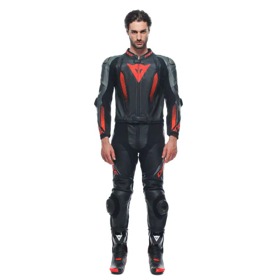 Tuta Moto Divisibile Dainese LAGUNA SECA 5 2PCS # Nero Antracite Rosso Fluo