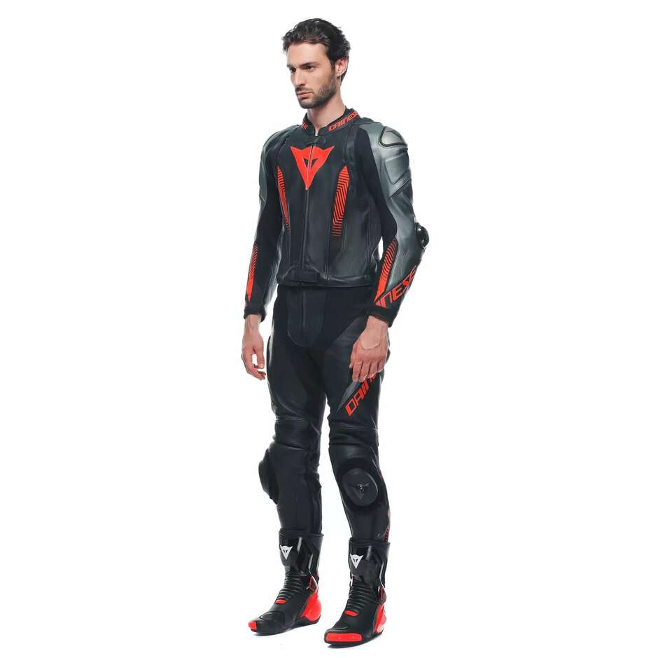 Tuta Moto Divisibile Dainese LAGUNA SECA 5 2PCS # Nero Antracite Rosso Fluo