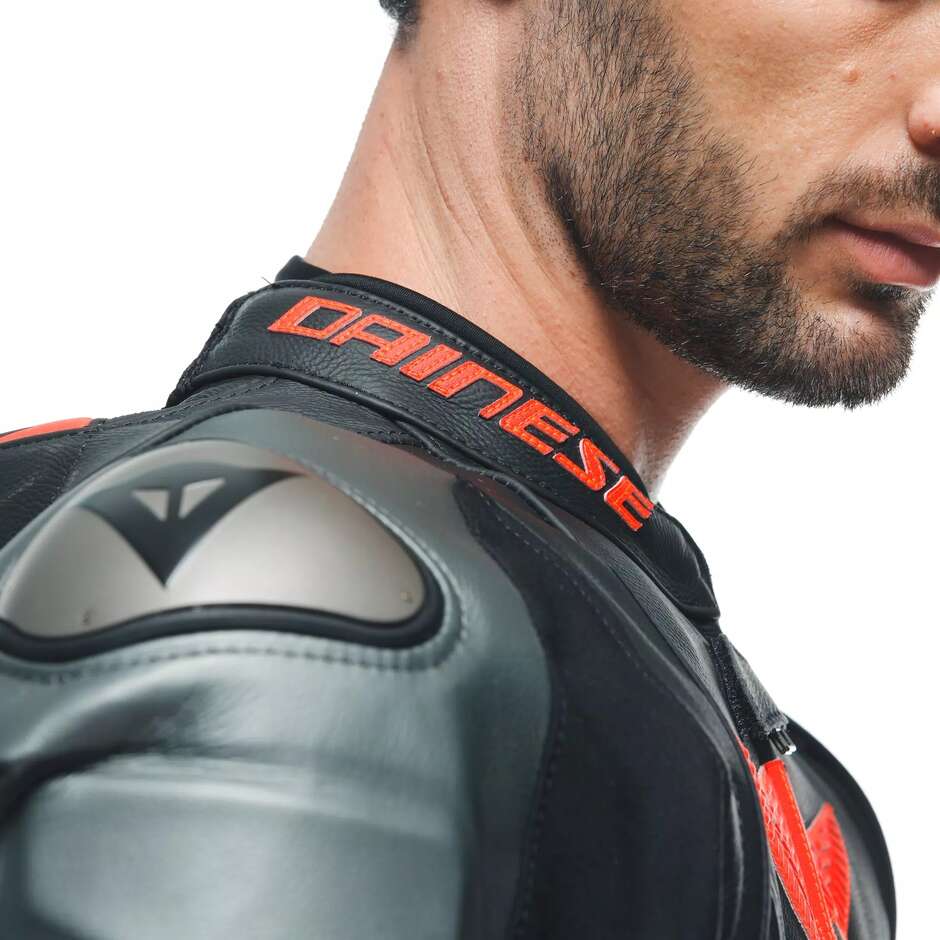 Tuta Moto Divisibile Dainese LAGUNA SECA 5 2PCS # Nero Antracite Rosso Fluo