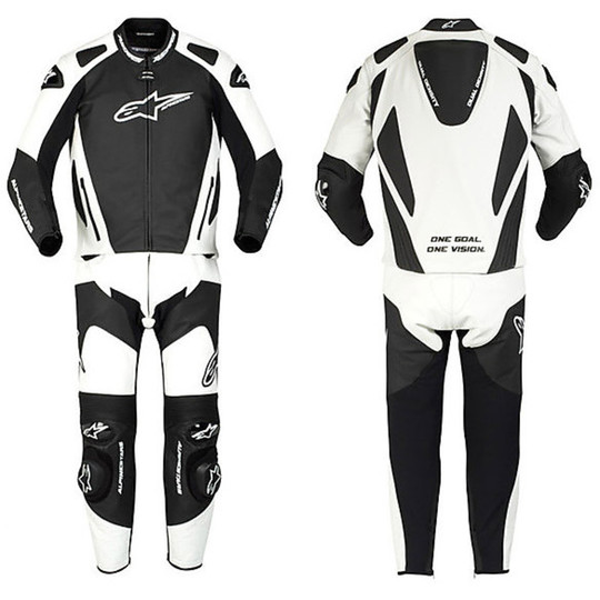Tuta Moto Divisibile in Pelle Alpinestars GP PRO 2PC LEATHER SUIT Nero Bianco Rosso