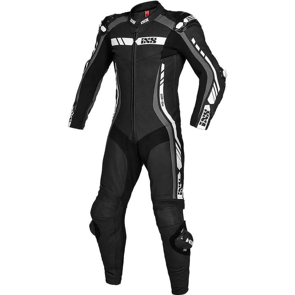 Tuta Moto Divisibile In Pelle Ixs Sport LD RS-800 2.0 Nero Grigio Bianco	