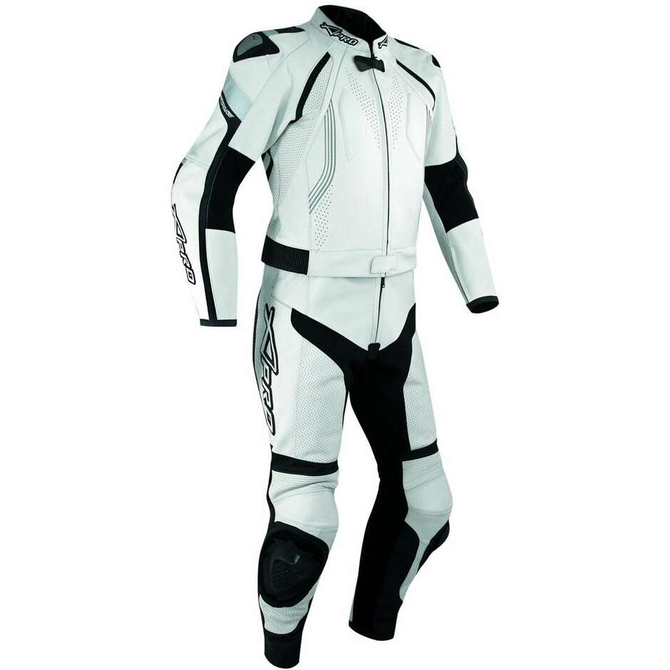 Tuta Moto Divisibile In Vera Pelle A-Pro Defender Bianco