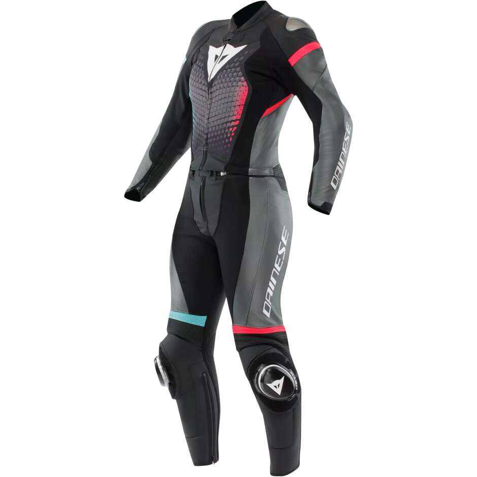 Tuta Moto Donna Divisibile Dainese FULMINEA 2PCS # Nero Antracite Bianco