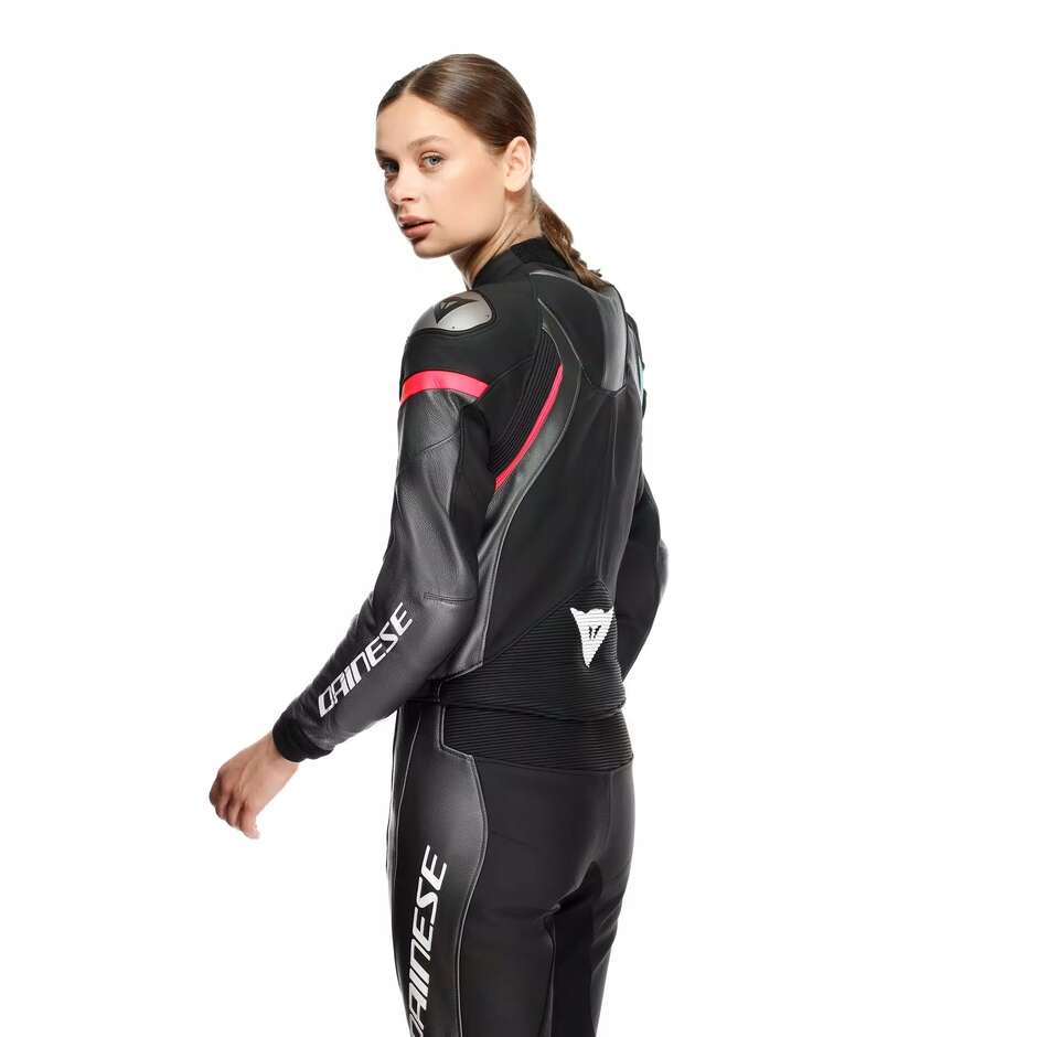 Tuta Moto Donna Divisibile Dainese FULMINEA 2PCS # Nero Antracite Bianco