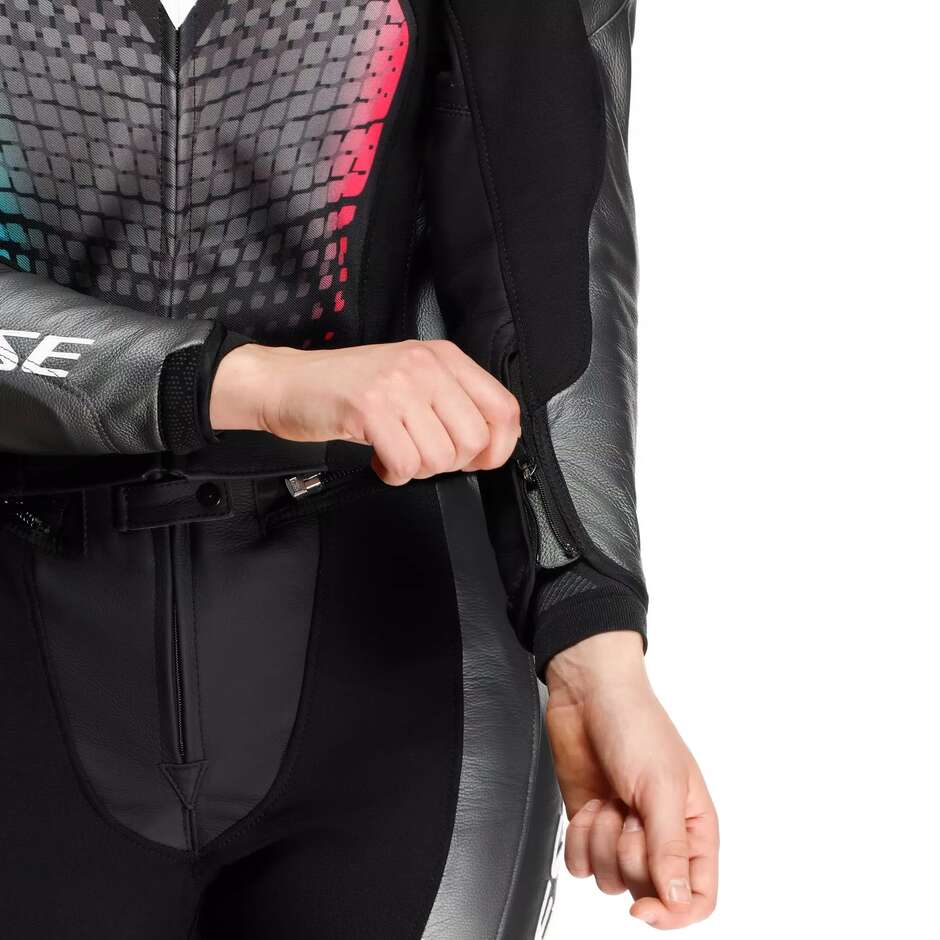 Tuta Moto Donna Divisibile Dainese FULMINEA 2PCS # Nero Antracite Bianco