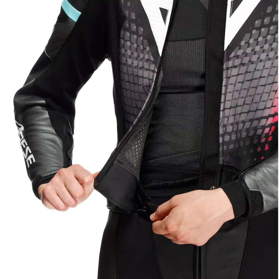 Tuta Moto Donna Divisibile Dainese FULMINEA 2PCS # Nero Antracite Bianco