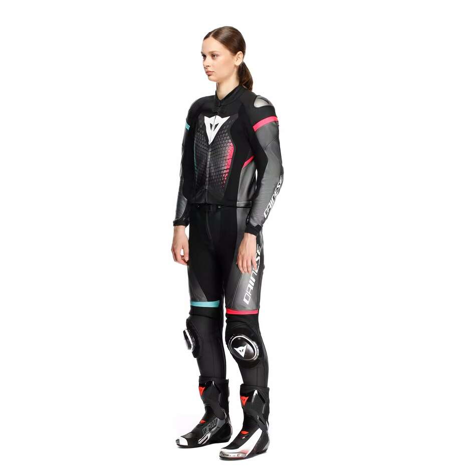 Tuta Moto Donna Divisibile Dainese FULMINEA 2PCS # Nero Antracite Bianco