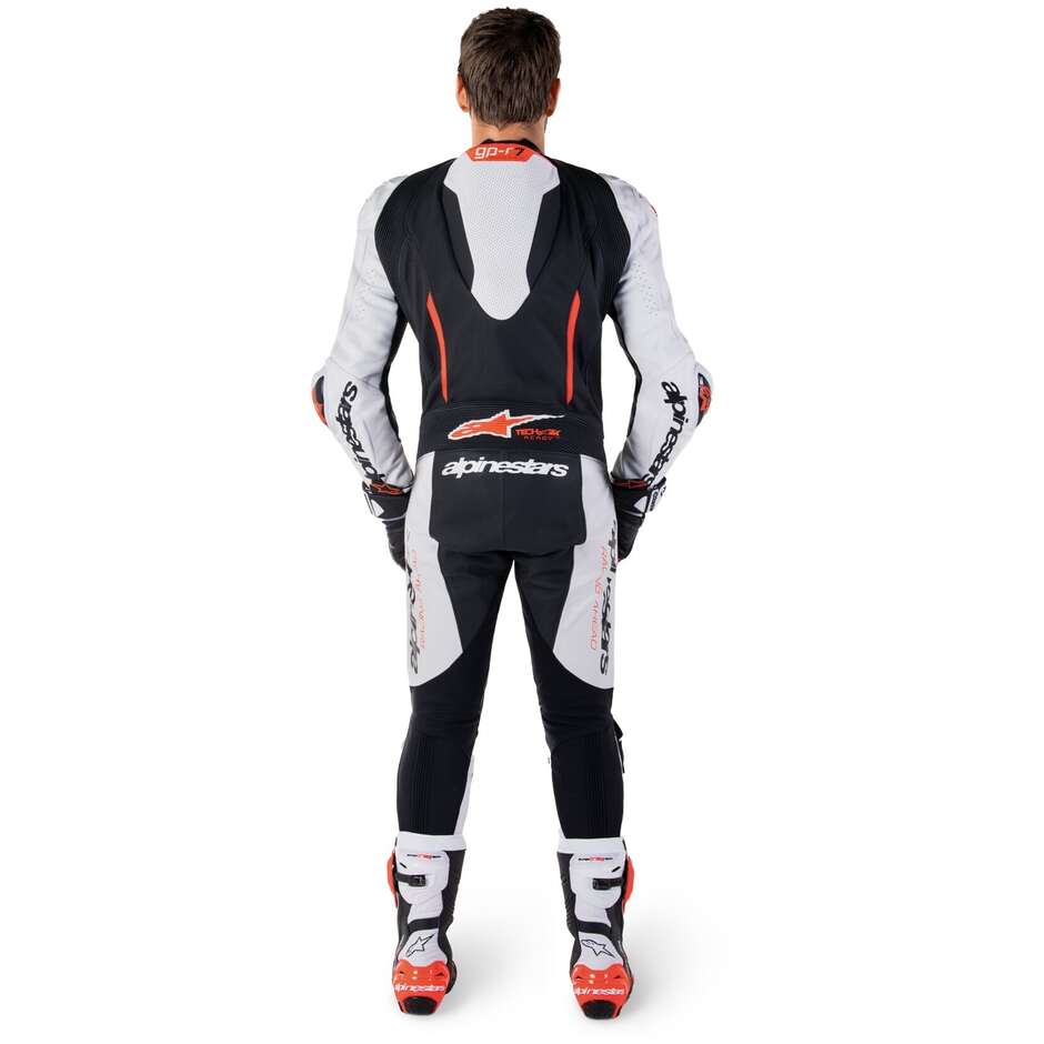 Tuta Moto Intera Alpinestars GP-R7 1PC Bianco Nero Rosso Fluo