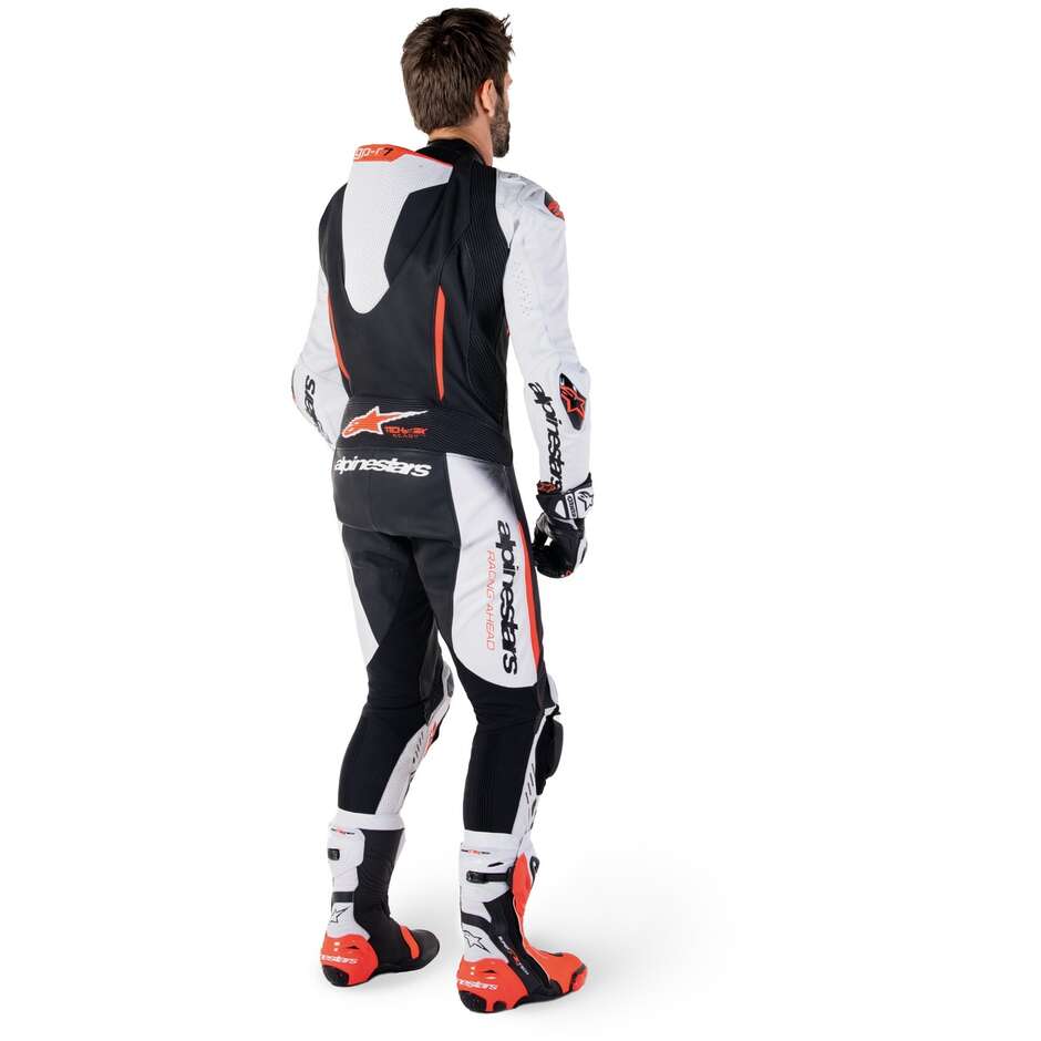 Tuta Moto Intera Alpinestars GP-R7 1PC Bianco Nero Rosso Fluo