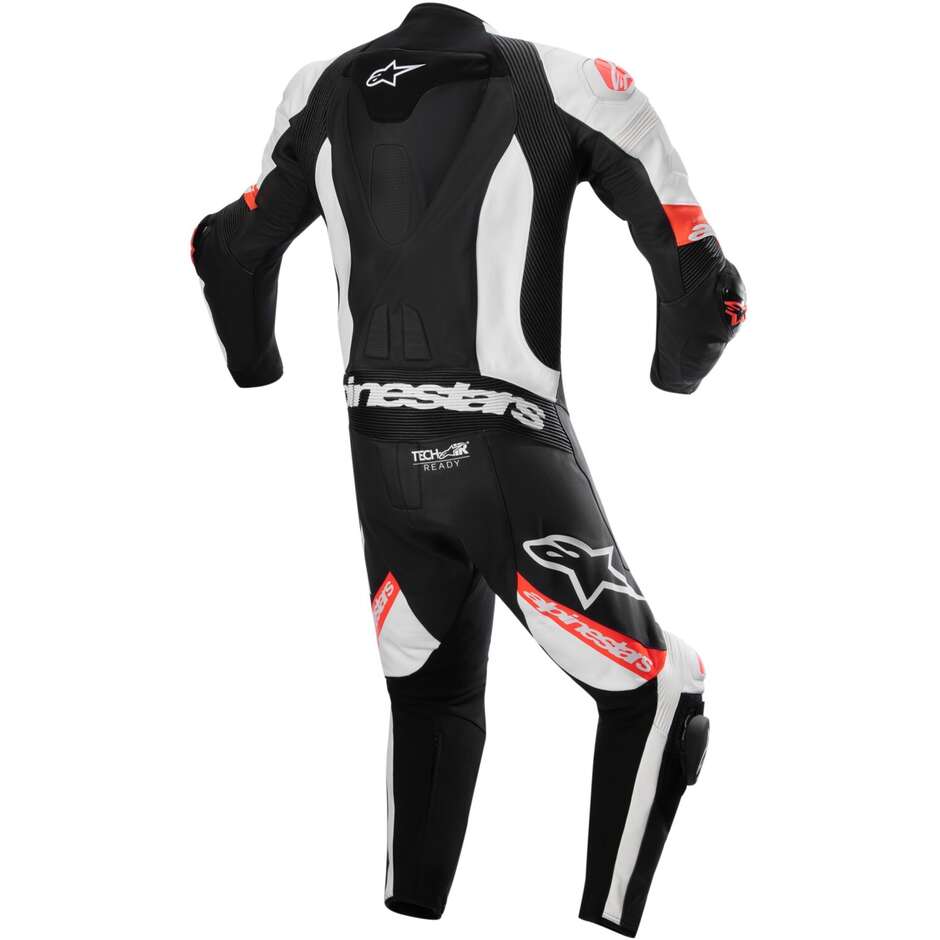Tuta Moto Intera Alpinestars MISSILE V2 WARD 1PC Nero Bianco Rosso Fluo