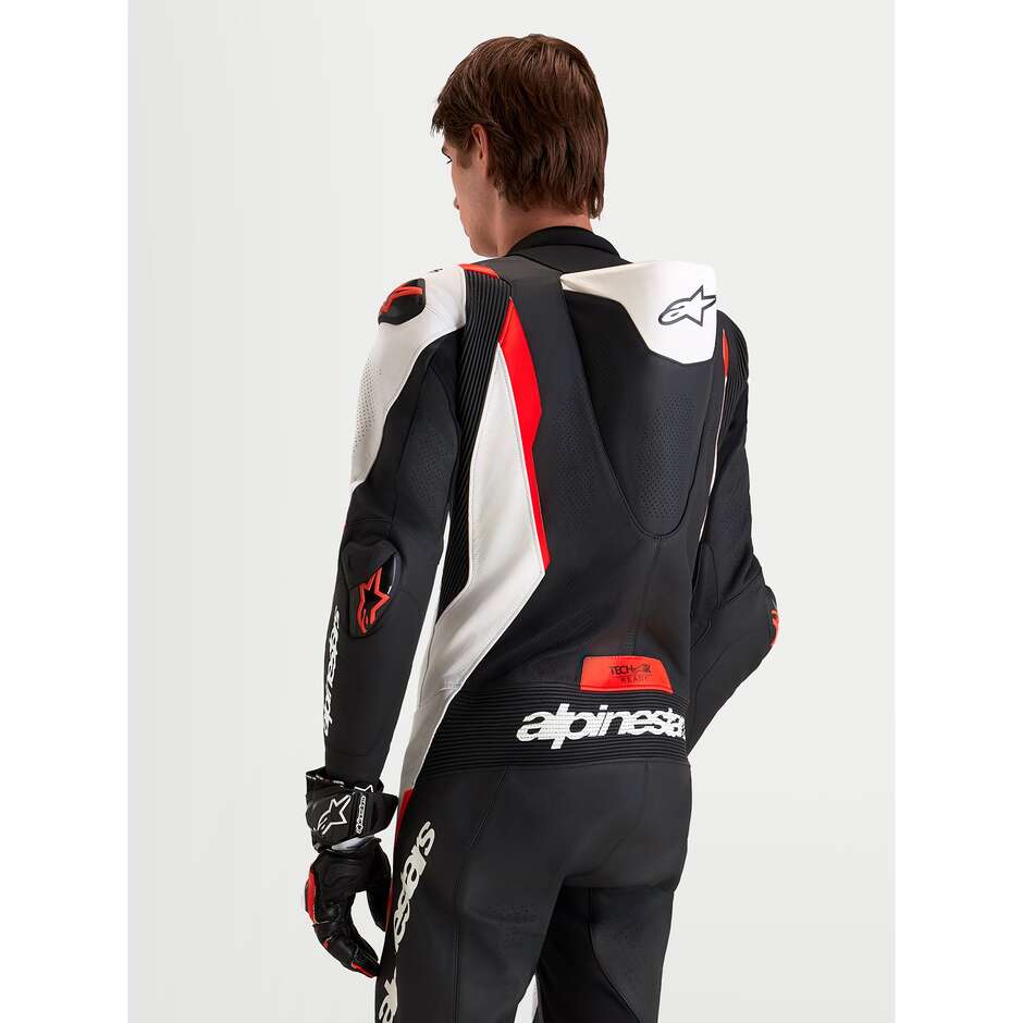 Tuta Moto Intera Alpinestars MISSILE V3 LEATHER SUIT 1 PC Nero Bianco Rosso Fluo