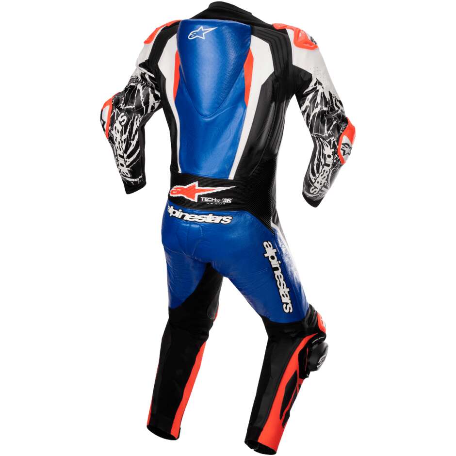 Tuta Moto Intera Alpinestars RACING ABSOLUTE V2 1 PC Rosso Fluo Bianco Blu metallico