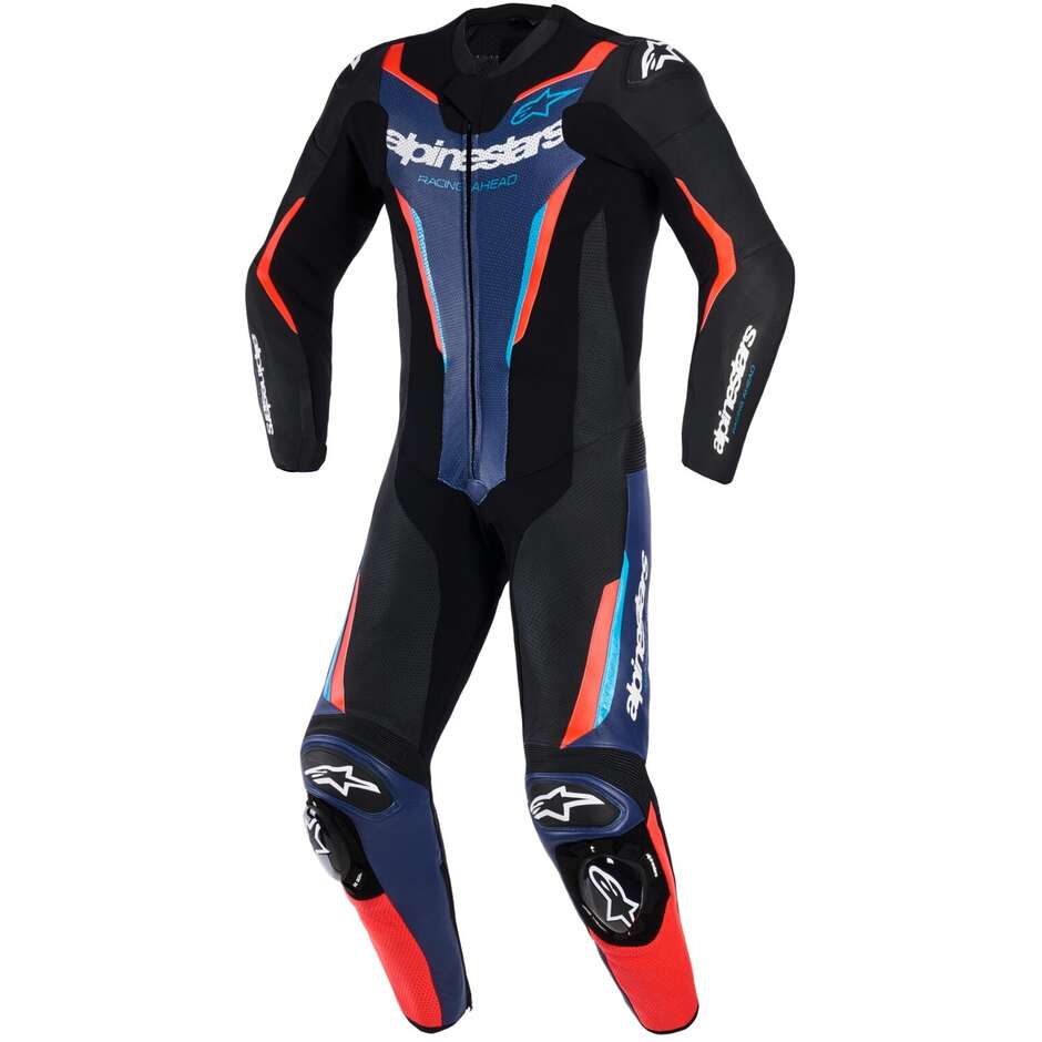 Tuta Moto Intera in Pelle Alpinestars GP FORCE V2 1PC Nero Bu Rosso