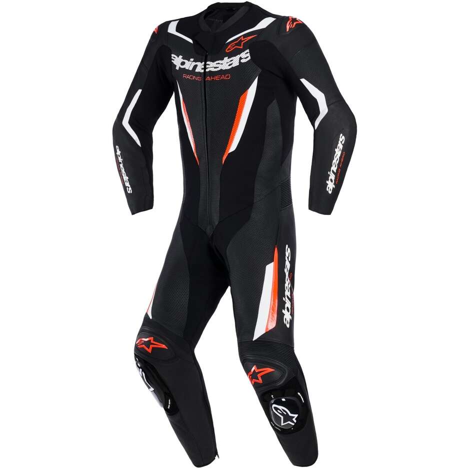Tuta Moto Intera in Pelle Alpinestars GP FORCE V2 1PC Nero Rosso Bianco