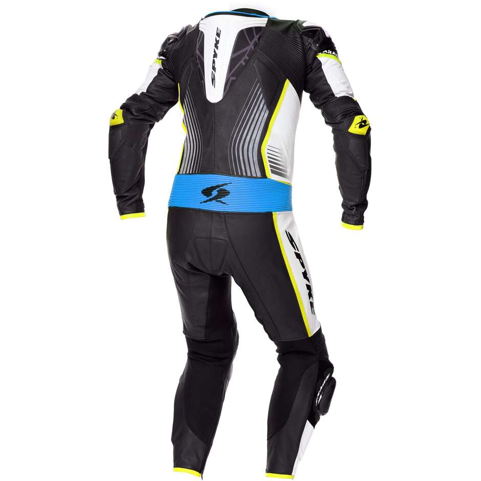 Tuta Moto Intera In Pelle Spyke ARAGON RACE Nero Bianco Blu
