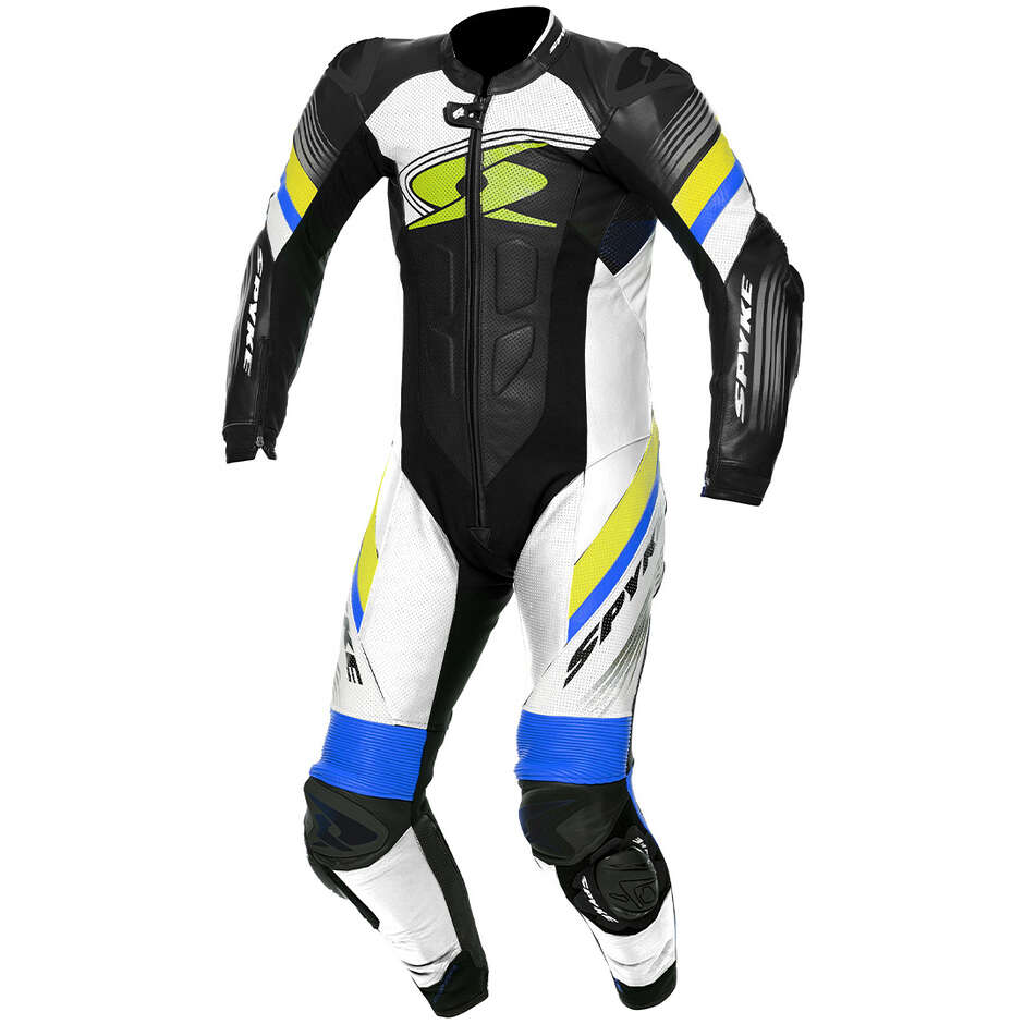 Tuta Moto Intera In Pelle Spyke ESTORIL RACE Nero Blu Bianco