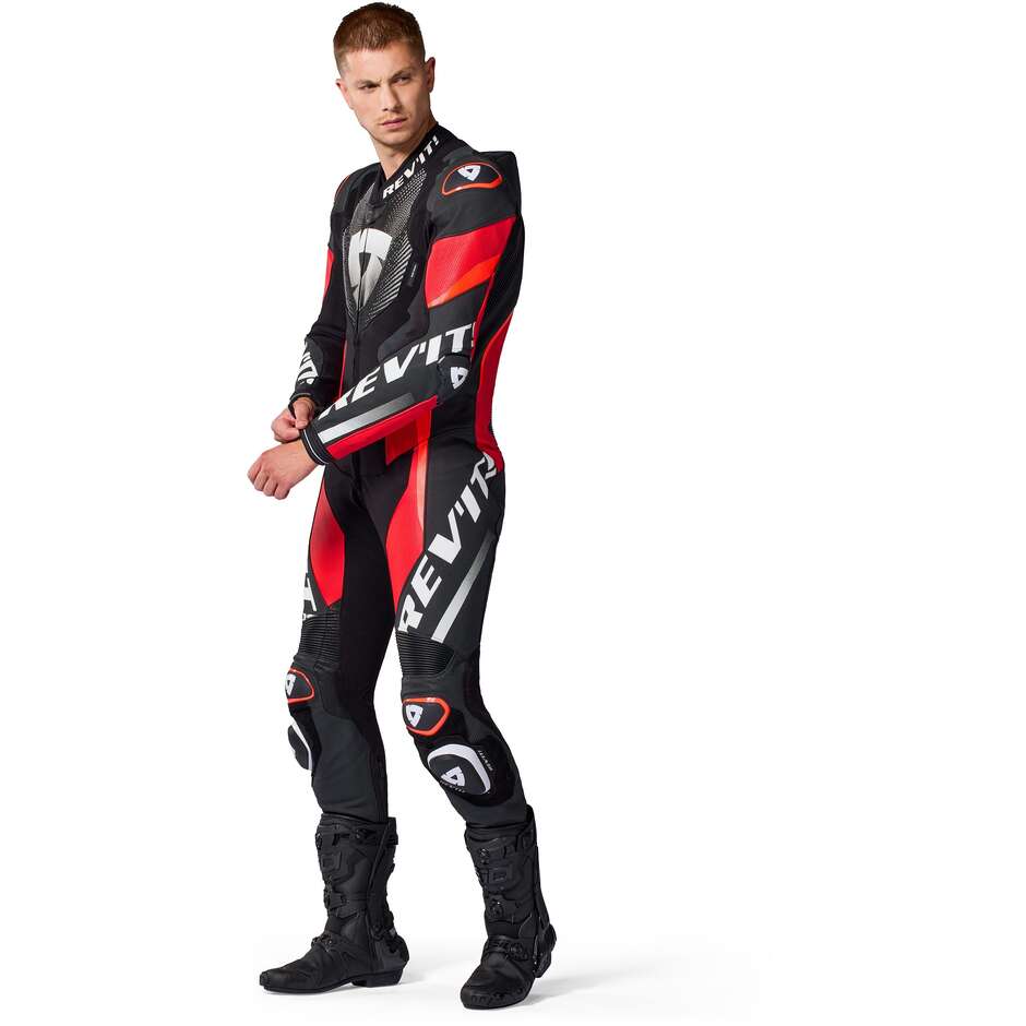 Tuta Moto Intera Rev'it Hyperspeed 3 Nero Neon Rosso