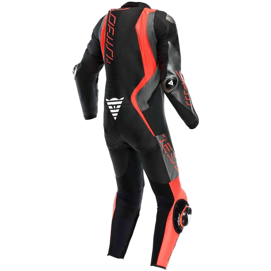 Tuta Moto Intera Traforata Dainese AUDAX D-ZIP 1PC PERF. Nero Rosso Fluo Antracite
