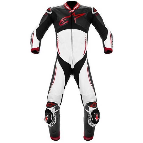 Tuta Moto Professional ATEM Alpinestars Leather Suit Black White Red