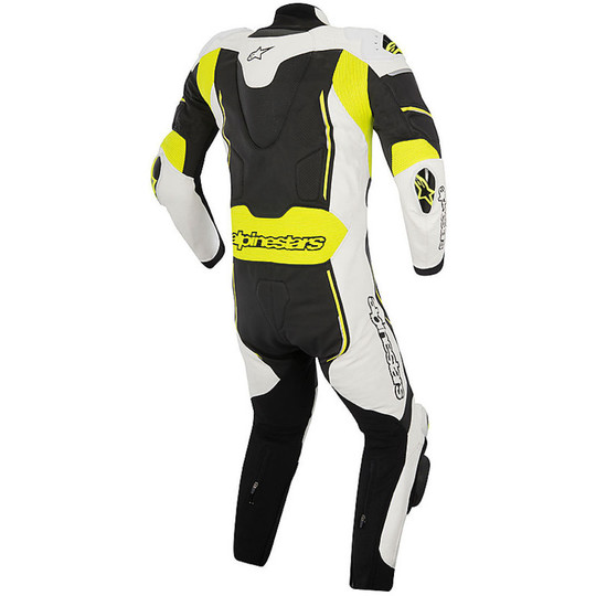 Tuta Moto Professional ATEM Leather Suit Alpinestars 2015 Black White Yellow Fluo