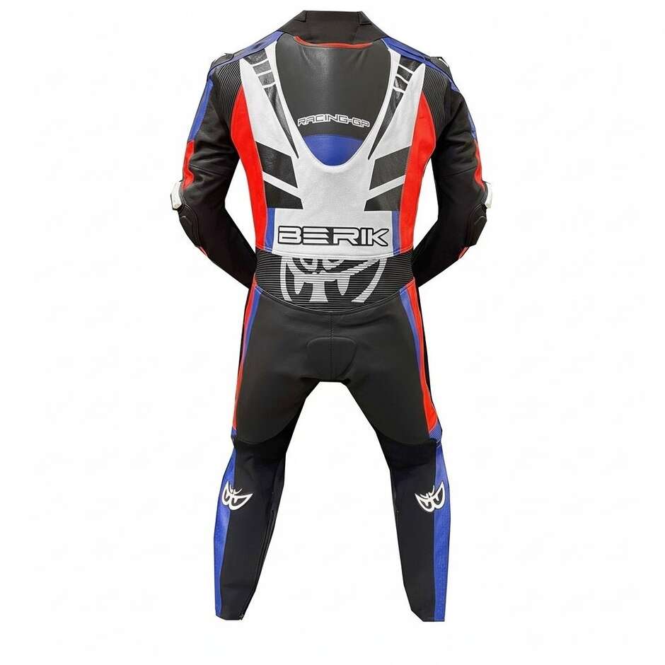 Tuta Moto Professionale In Pelle Berik 2.0 Ls1-171334SP Valencia Nero Bianco Rosso Fluo Blu
