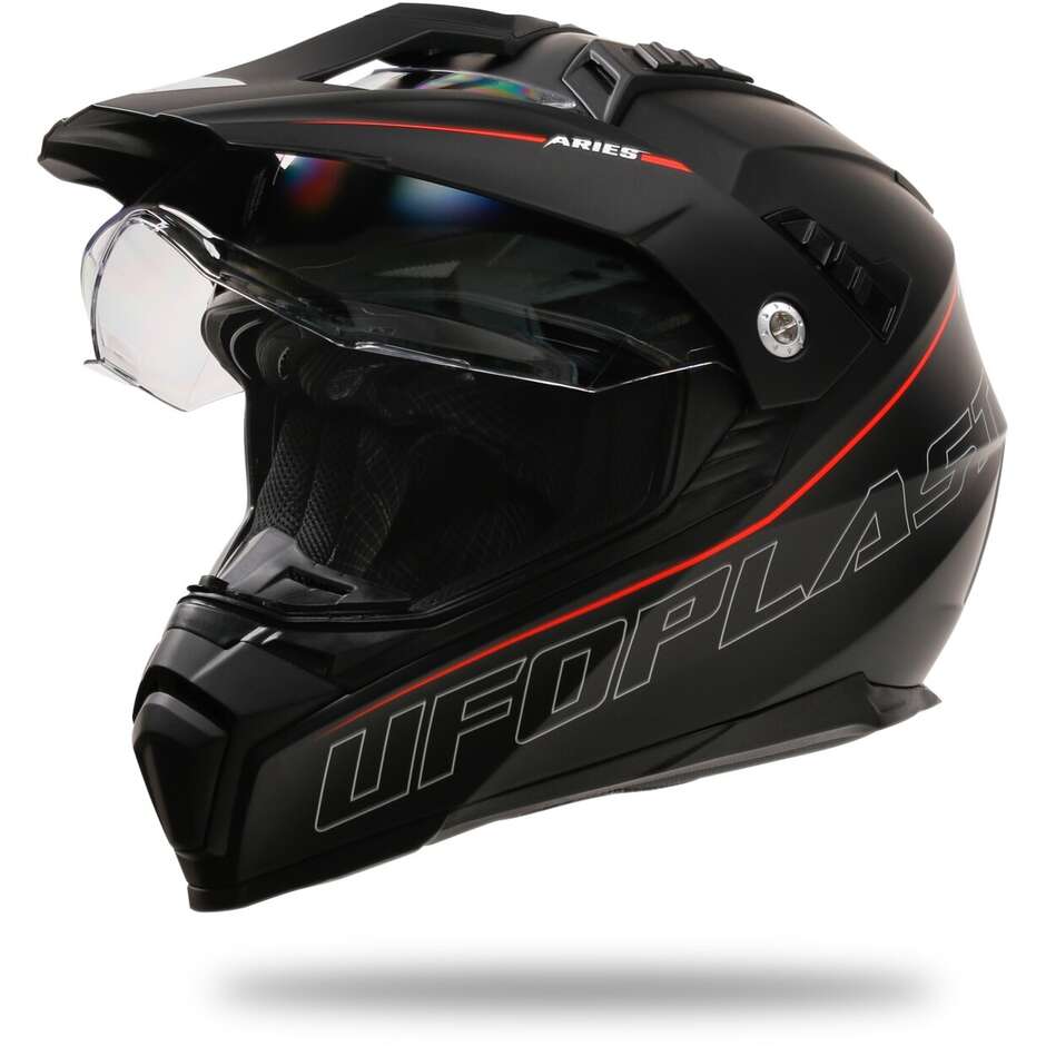 Ufo ARIES Adventure Off-Road Motorcycle Helmet Black Red