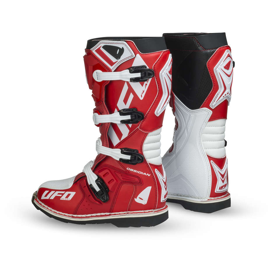 Ufo Cross Enduro Motorcycle Boots Model New Obsidian Red White