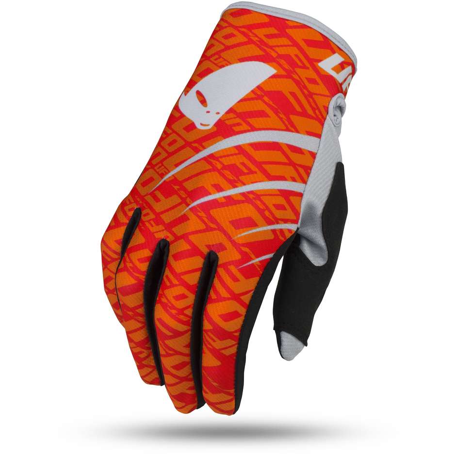 Ufo Cross Enduro Motorcycle Gloves Model Skill Indium Red Orange Fluo