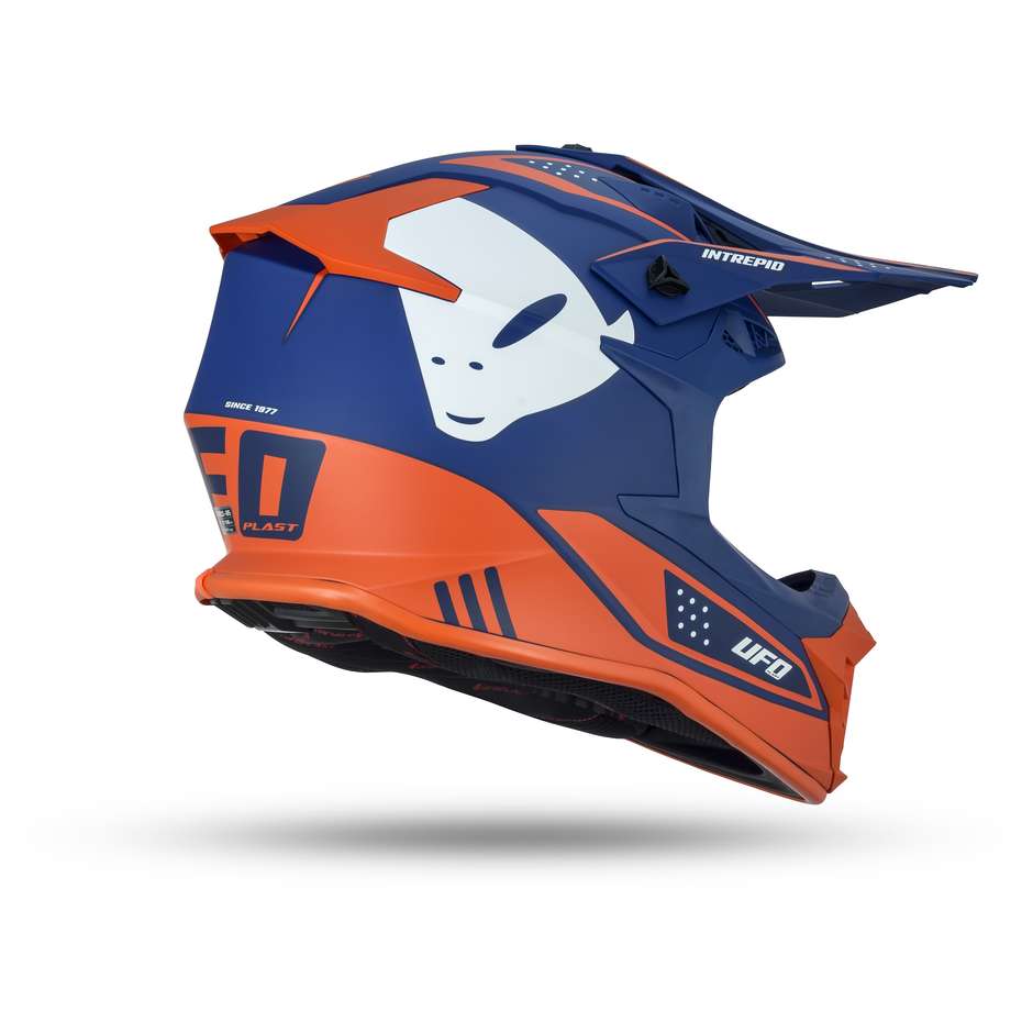 UFO Intrepid Blue Orange Cross Enduro Motorcycle Helmet